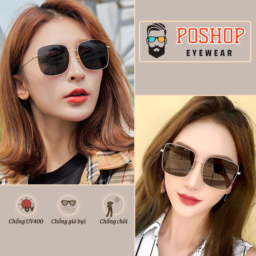 Kính mát thời trang nữ cao cấp POSHOP kính râm mắt vuông chống tia cực tím UV màu sắc tinh tế dễ đeo D8051