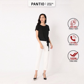 Áo sơ mi chất lụa màu trơn đai eo thắt nơ fas31862 - pantio
