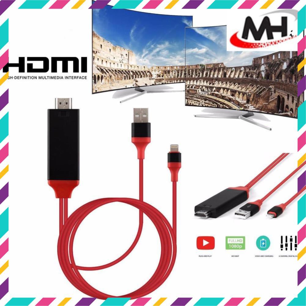 Cáp MHL Lightning to HDMI cho iPhone, iPad-Sản xuất theo công nghệ mới 2020 TĂNG ĐỘ NÉT-ĐỘ ỔN ĐỊNH tín hiệu 100%