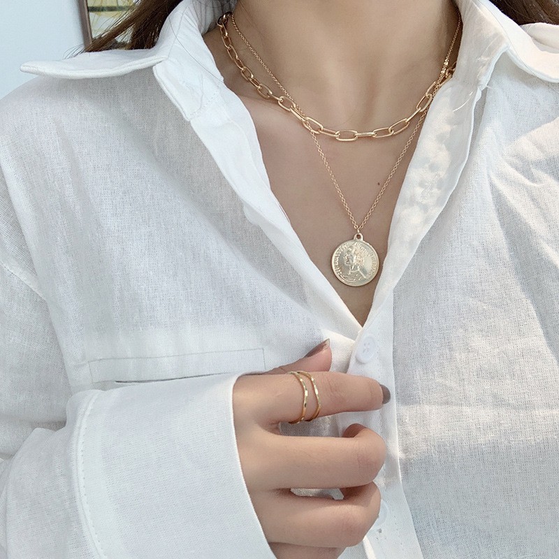 vòng cổ Hai Lớp Đính Đồng Xu C60