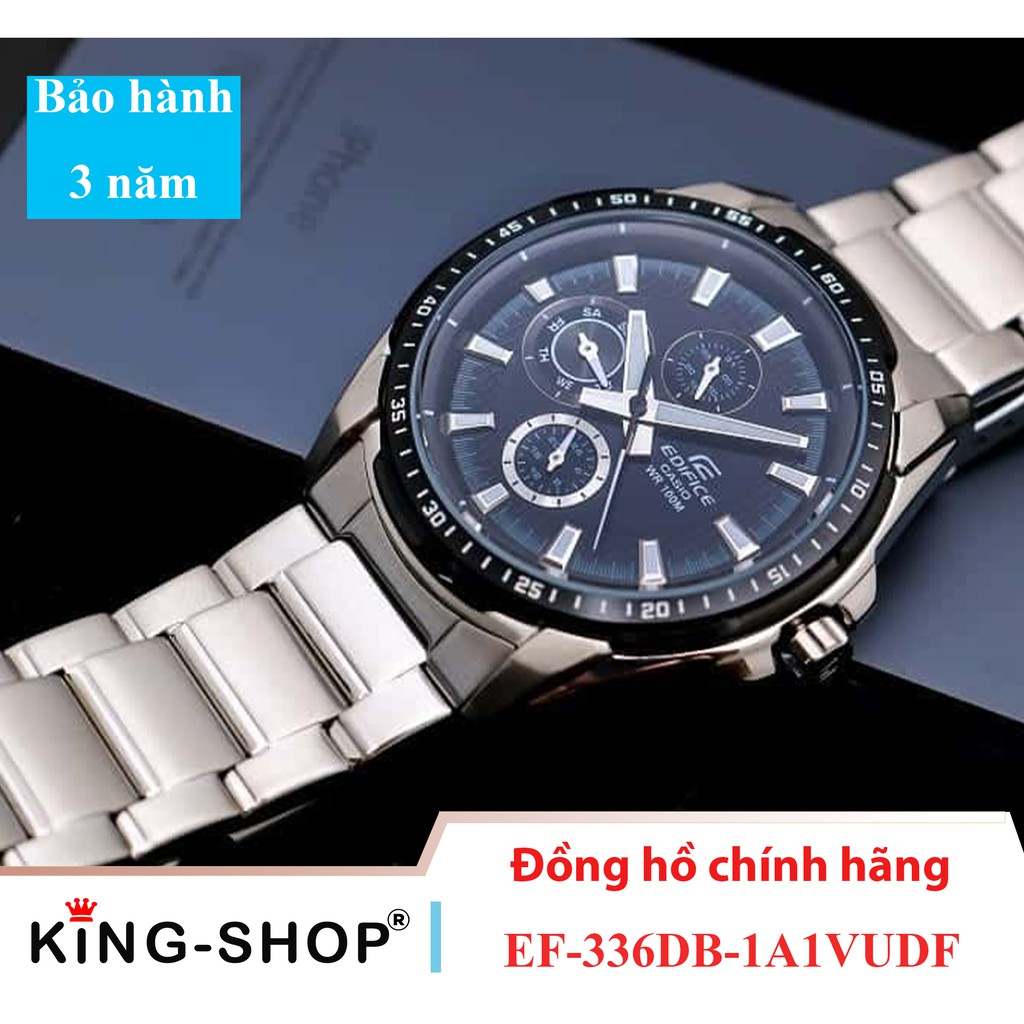 Đồng hồ nam Casio Standard thể thao, điện tử giá rẻ - Dây bằng thép không gỉ, chống nước 100M (EF-336DB-1A1VUDF)