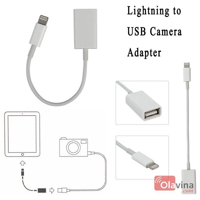 Cáp OTG chuyền dữ liệu Iphone, Ipad dùng cho IOS 8-10.2 (trắng) Cáp USB OTG cho iPhone và iPad (Trắng),Cá