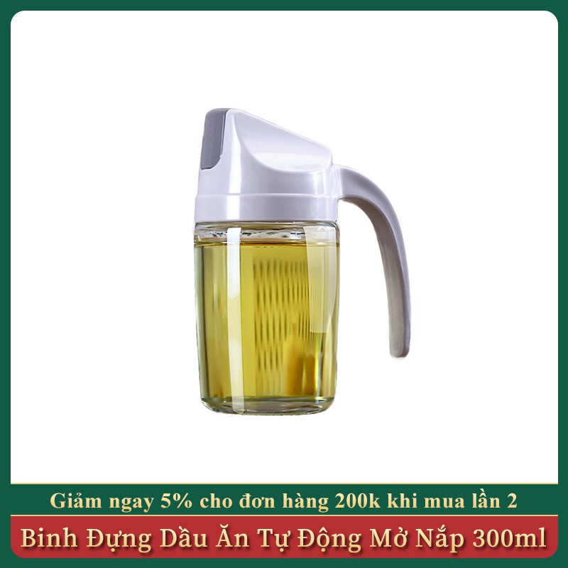 Bình Đựng Dầu Ăn, Nước Mắm, Xì Dầu Cao Cấp Tự Động Mở Nắp Khi Rót 300ml