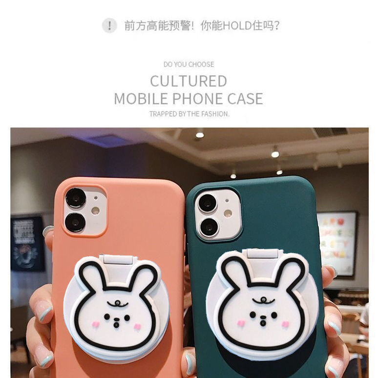 Vỏ điện thoại có gương trang điểm OPPO Realme C2 C3 C1 Realme 7 7I 6 6i 6pro Realme 5i 5 3 3i pro REALME V15 Cute Cartoon Rabbit Make Up Mirror Phone Cover Case