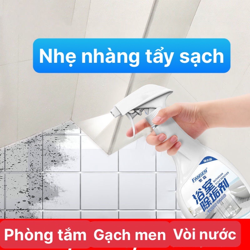 (SẠCH NHÀ TẮM) Nước tẩy rửa nhà tắm ,vòi inox, bồn rửa mặt ,bồn cầu,gạch men FANSEN 500ml dạng xịt. Tặng mút vệ sinh