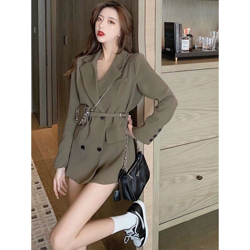 Áo blazer kèm belt túi xích