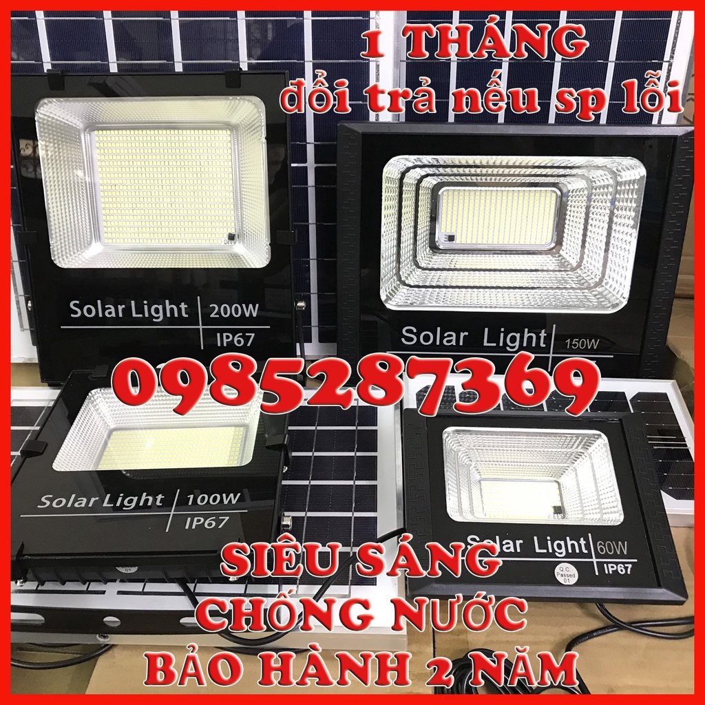Giá Sỉ ĐÈN PHA NĂNG LƯỢNG MẶT TRỜI  60W - 100W - 150W -200W SOLAR LIGHT - PIN SẠC TRỌN ĐỜI