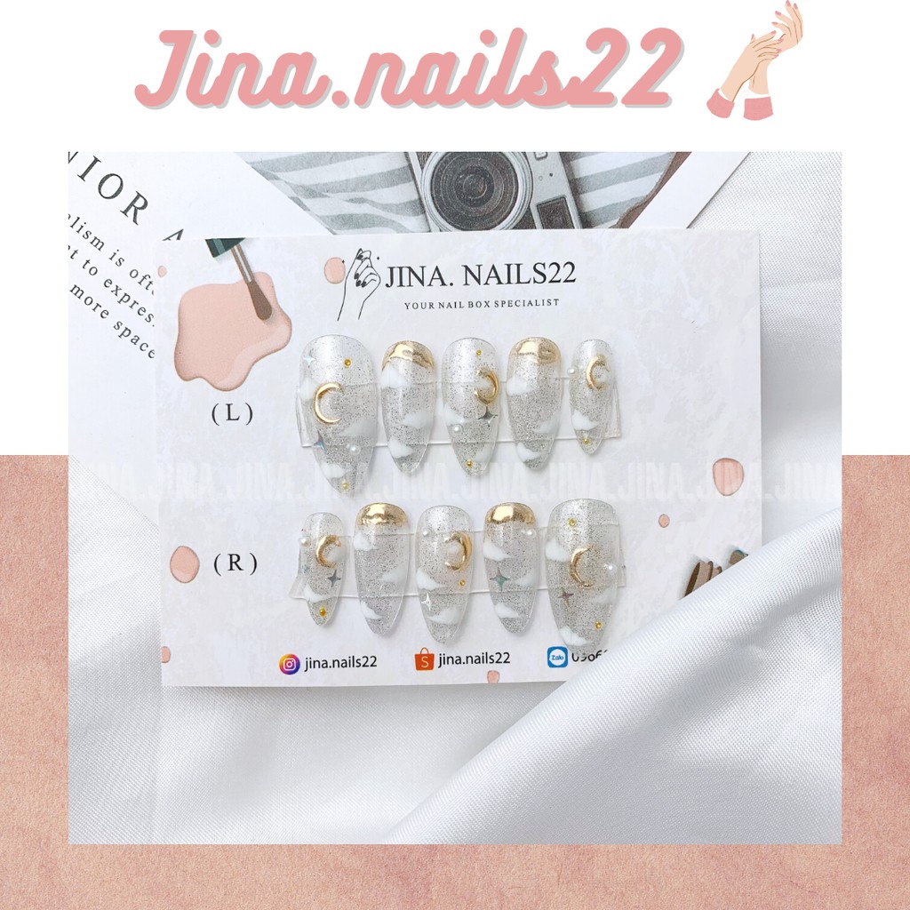 Nailbox móng giả móng úp trăng mây mắt mèo