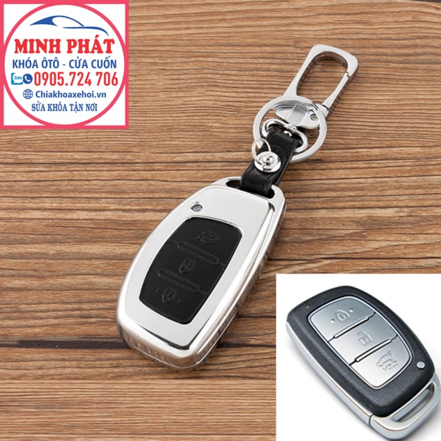 Ốp Chìa Khóa Da Viền Inox cho xe Hyundai i10 , i20 , Sonata , Santafe