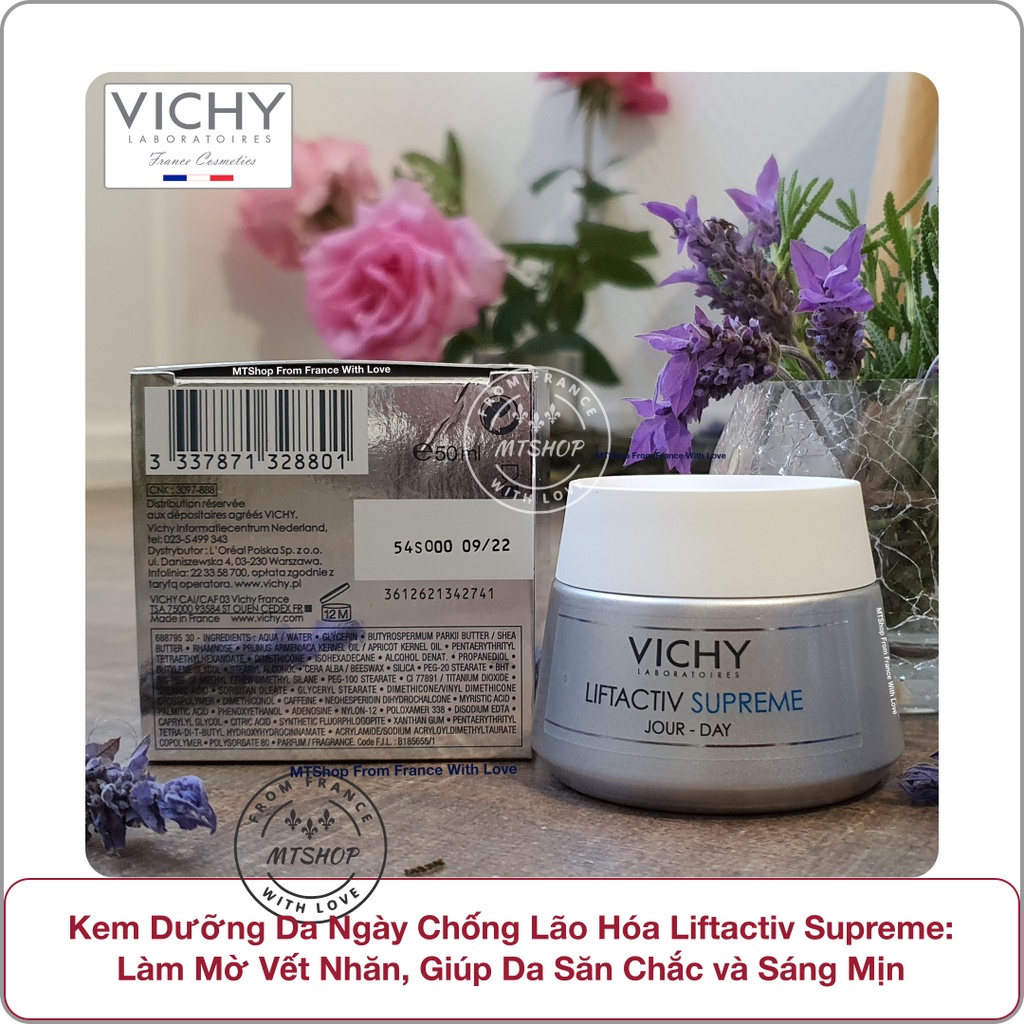 VICHY Kem Ngày Chống Lão Hóa Liftactiv Supreme:  Dưỡng Ẩm, Ngăn Ngừa Nếp Nhăn & Làm Da Săn Chắc, Sáng Mịn [Nội địa Pháp]