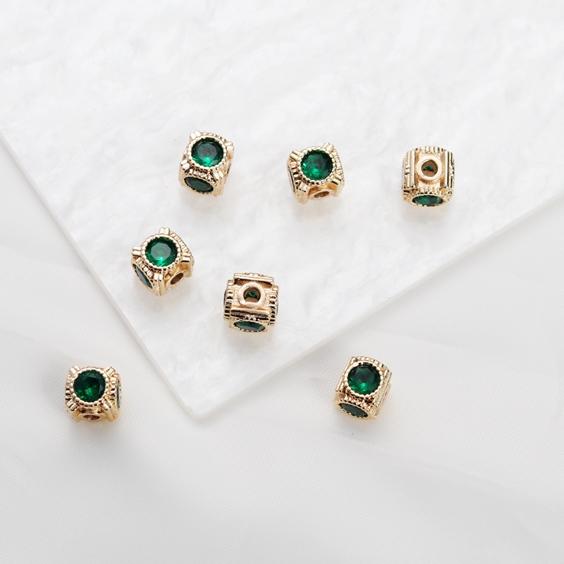 Hạt Xỏ Lỗ Hình Vuông Ba Chiều Bằng Đá Zircon 14k Nhiều Màu Sắc 6mm Làm Trang Sức diy