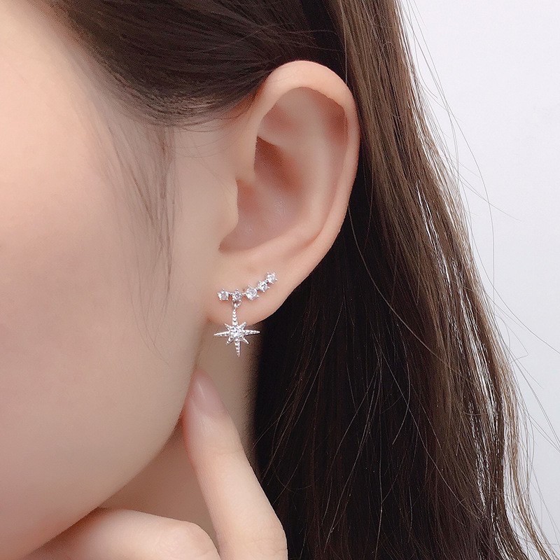 Bông tai nữ treo ngôi sao may mắn lấp lánh chuẩn bạc ta