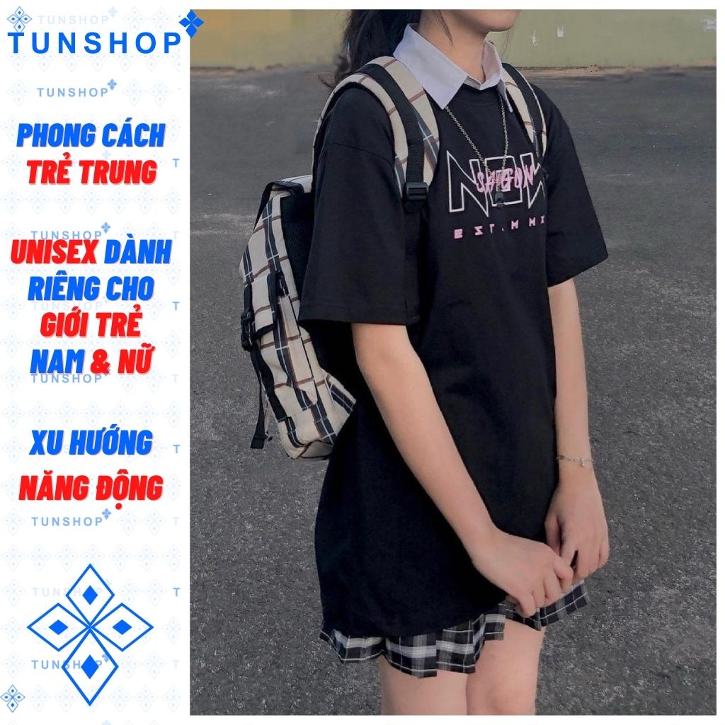 Áo Thun NOW SÀI GÒN I&amp;O Tee Basic Full Tag Nam Nữ , Nsg Local Brand Unisex Tay Lỡ Nowsaigon Màu Đen Trắng Hồng TUN SHOP