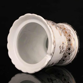 Đèn dầu hoa sen gốm sứ  - trắng