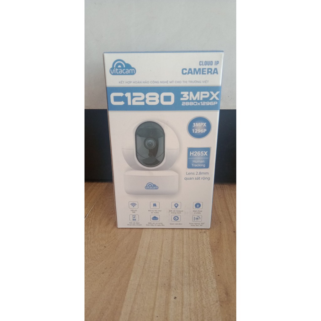 CAMERA VITACAM C1280 ĐỘ PHÂN GIẢI 3MPX . Xoay 360 . Đàm thoại 2 chiều.