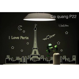 Decal dán tường Dạ quang I Love Paris P22