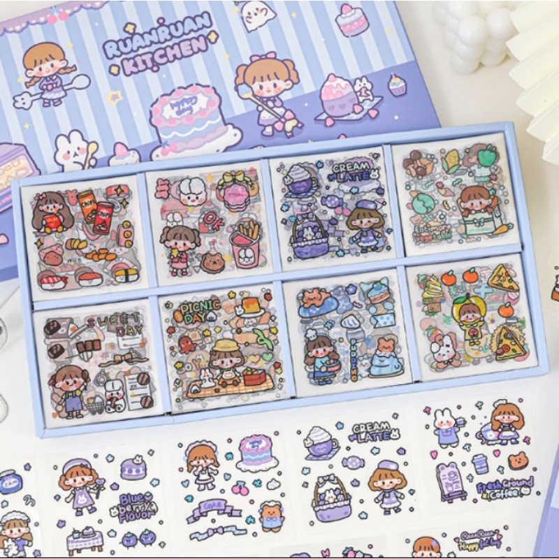 SET 10 TẤM STICKER CHIẾT TỪ HỘP STICKER 200 TẤM HOẠ TIẾT HOẠT HÌNH DỄ THƯƠNG DÙNG ĐỂ TRANG TRÍ SỔ TA