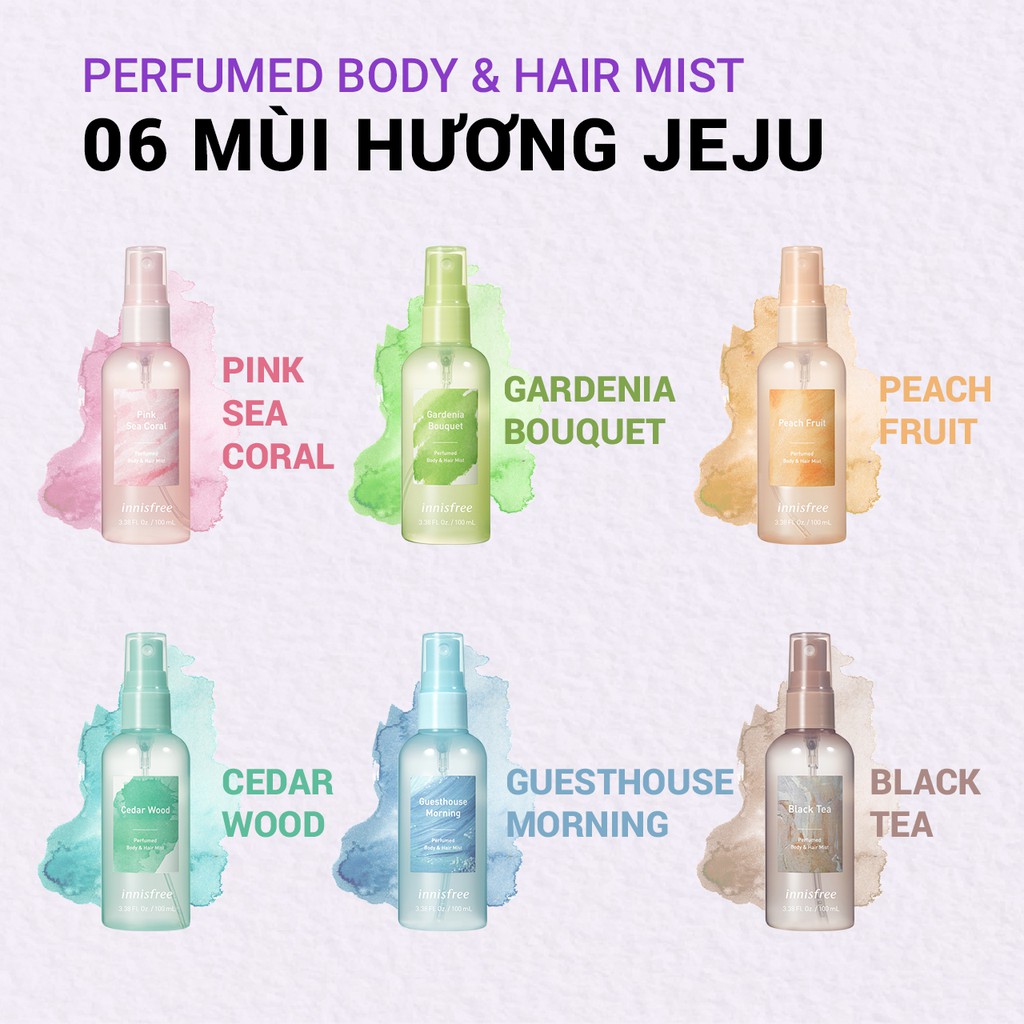 [Mã COSIFSBD giảm 10% đơn 400K] Xịt thơm toàn thân innisfree Perfumed Body & Hair Mist 100ml