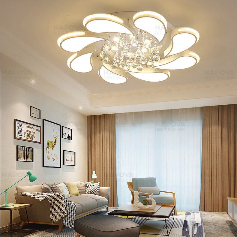 Đèn ốp trần, đèn trần phòng khách bằng pha lê HAPOVA GENER 0905