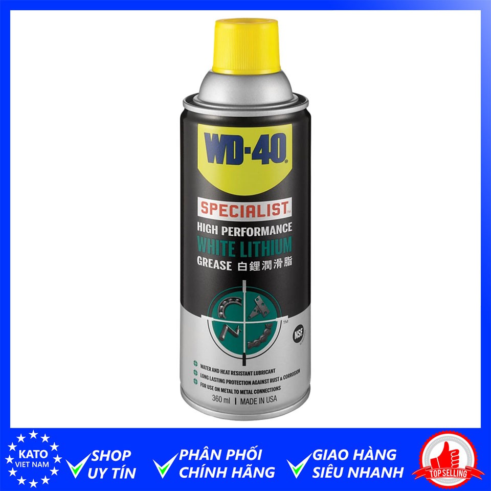 Chai xịt mỡ bò bôi trơn lỏng WD-40 White Lithium (Mỹ)