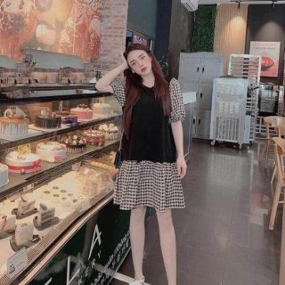 Đầm suông phối caro Bigsize 60_85 ký