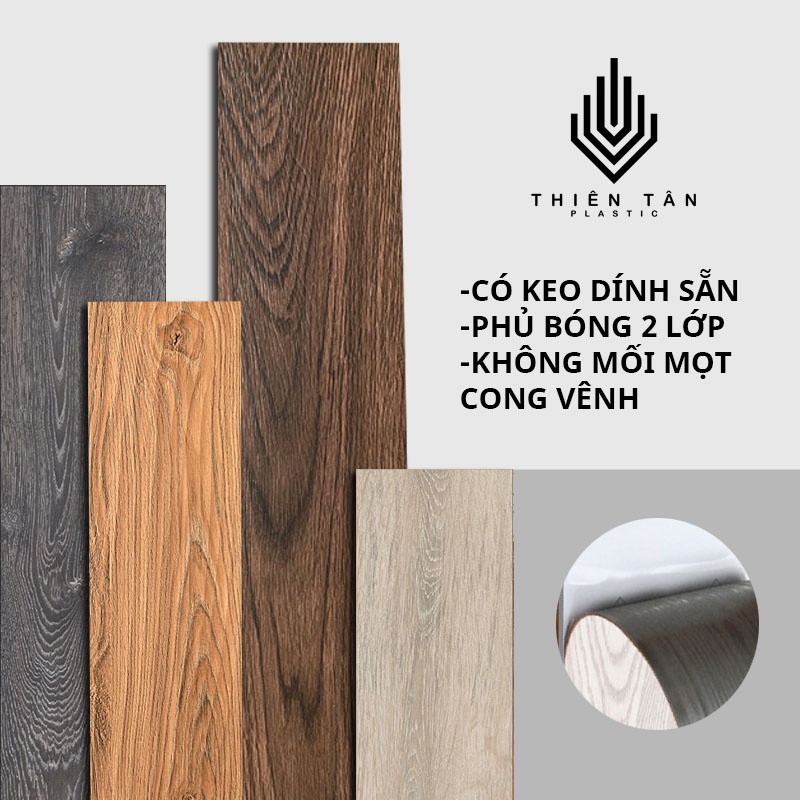 Sàn nhựa giả gỗ loại 1 có sẵn keo dán Vân sần Kích Thước 914,4×152,4mm