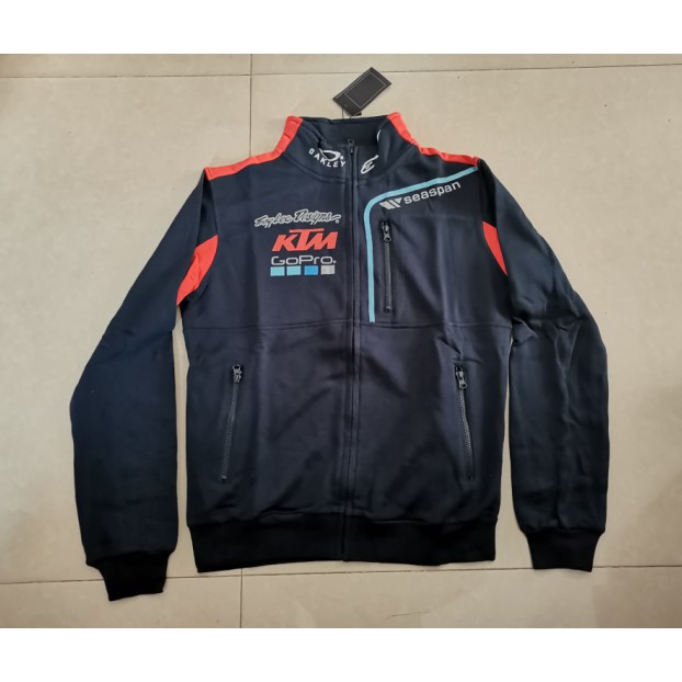 KTM stand collar cotton men's motorcycle riding zip sweater