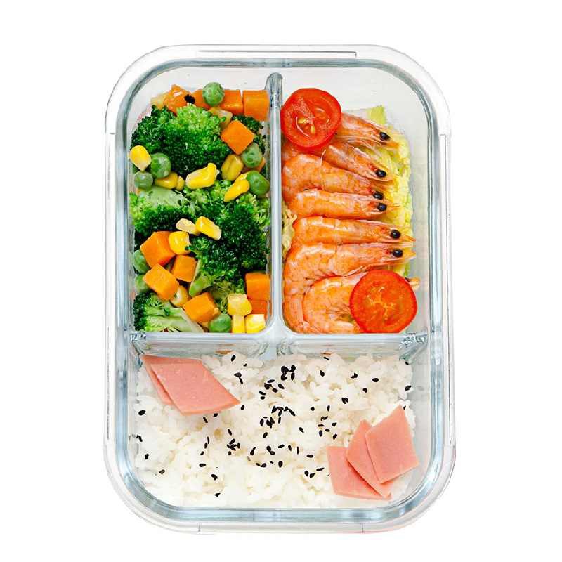 Hộp thuỷ tinh 3 ngăn 1000ml cao cấp chịu nhiệt