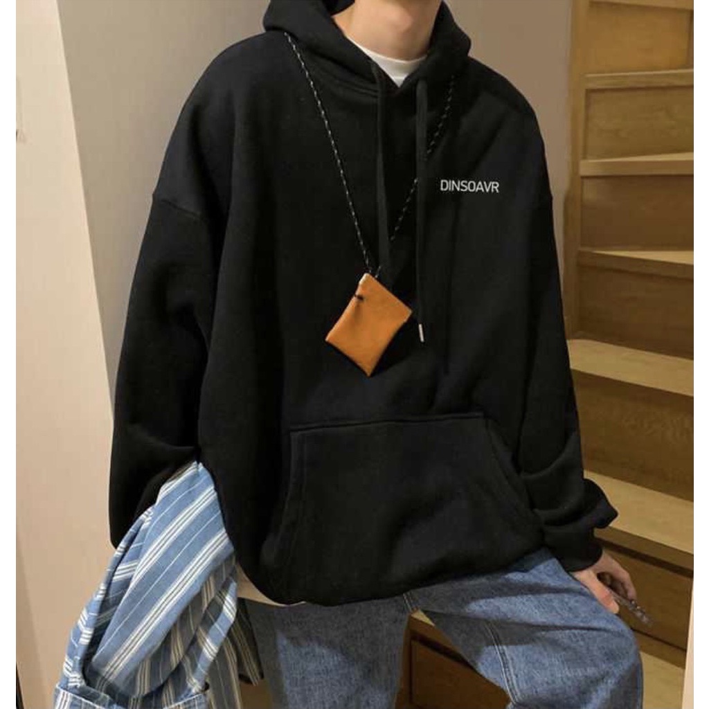 Áo hoodie, áo khoác nỉ trơn họa tiết đơn giản forrm rộng unisex