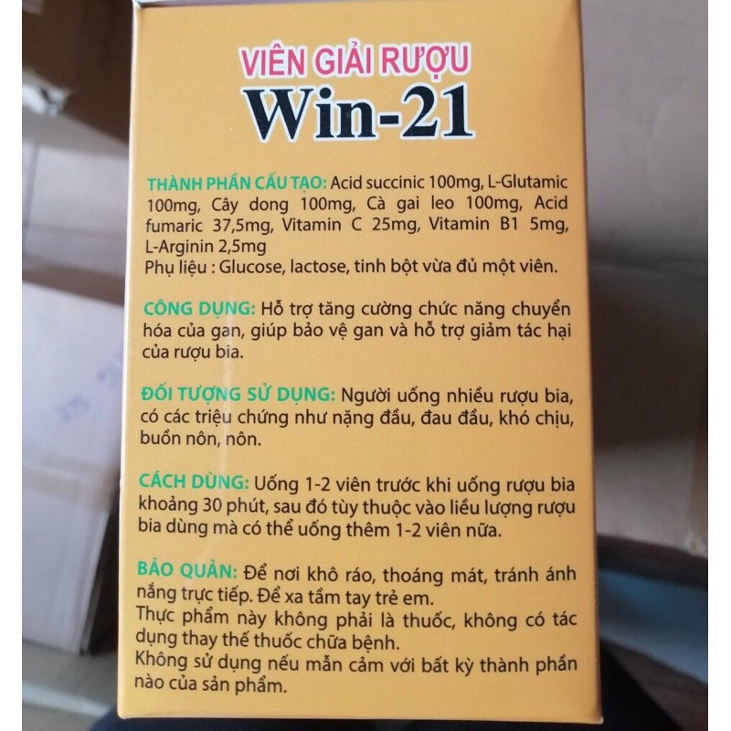 Viên giải rượu Win 21 Giải độc gan chống lại tác hại rượu bia hiệu quả nhanh chóng