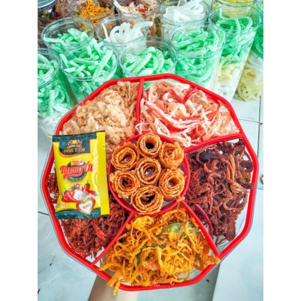 Set Khô 6 Vị Khay Hoa Mai 500gr CHỈ SHIP HỎA TỐC HCM