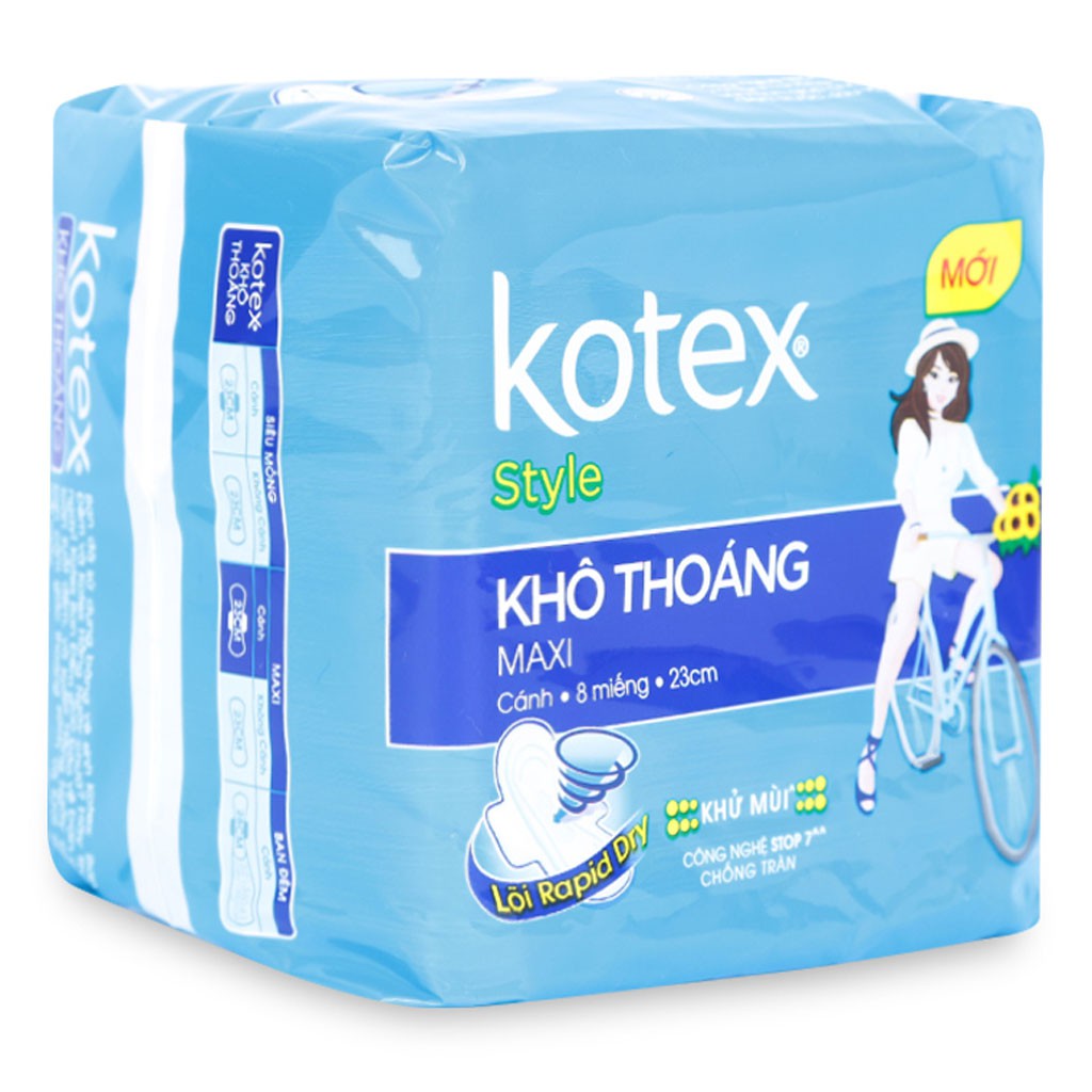 Băng Vệ Sinh Kotex Style Khô Thoáng Maxi Cánh Gói 8 Miếng