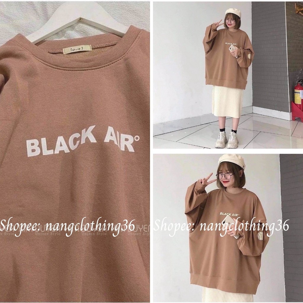 Áo Nỉ, Áo Sweater Nữ Black Air Phong Cách Hàn Quốc Chất Vải Nỉ Ngoại Siêu Mịn Chuẩn Form Rộng Unisex 38-70kg