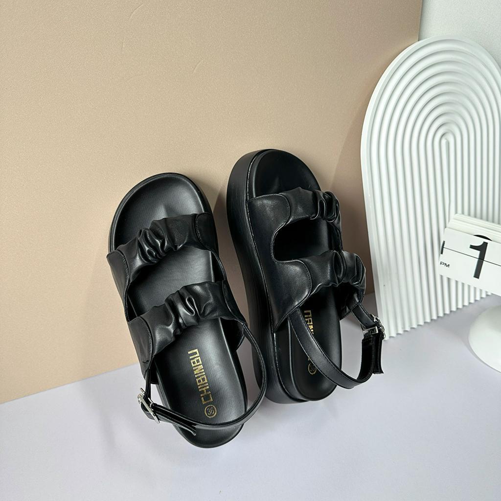 Sandal quai nhún 333-26 cao 5cm [Wood shoes]