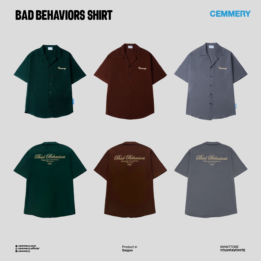 Áo Sơ Mi tay ngắn Local Brand BAD BEHAVIORS SHIRT 3 Color