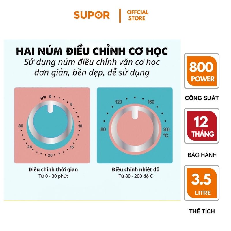 Nồi chiên không dầu chống dính 3.5L Supor Doremon hàng chính hãng bảo hành 12 thangs