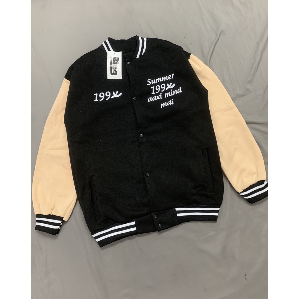 Áo khoác nỉ bomber unisex 199x vải bỏng phối viền Bingshop