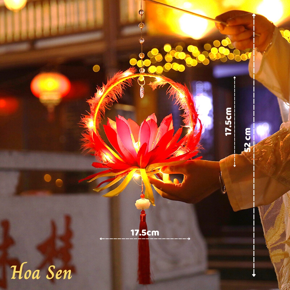 Đèn Lồng Trung Thu Cầm Tay Handmade, Đèn Lồng Thỏ Ngọc, Hoa Sen, Decor, Sống Ảo - Xu Hướng 2022