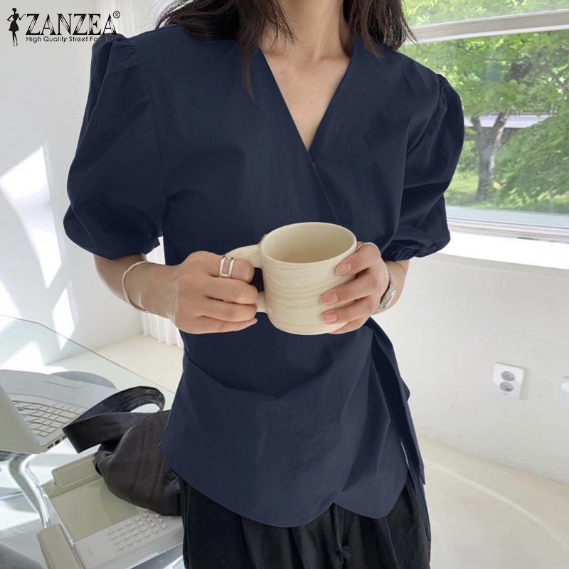 Áo nữ Zanzea tay lửng cổ chữ v thời trang thanh lịch