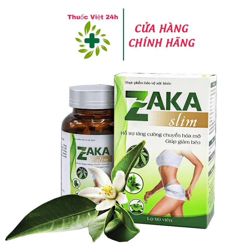 Viên Uống Giảm Cân Zaka Slim (Hộp 60 viên) - hỗ trợ giảm cân cho người béo lâu năm - thuocviet24h