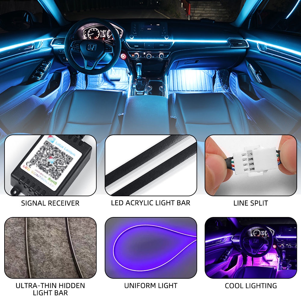 Dải Đèn Led Acrylic Sợi Quang Thông Dụng Trang Trí Nội Thất Xe Hơi