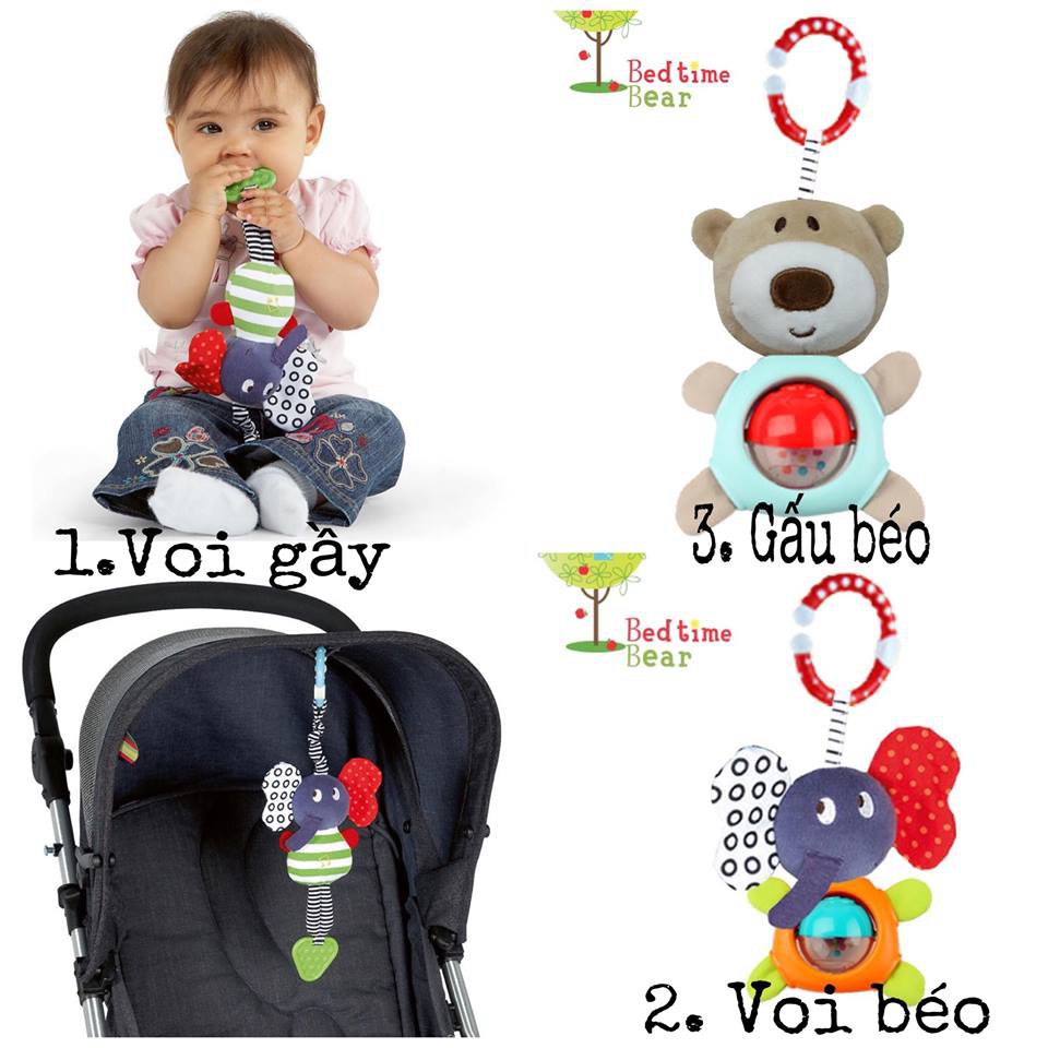 Đồ chơi gặm nướu, tập cầm nắm, treo xe, treo giường cũi