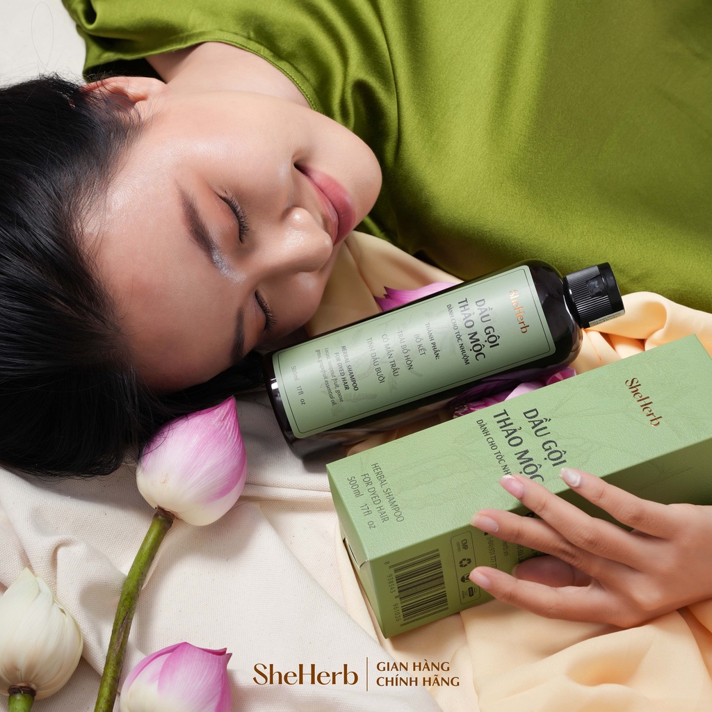 Dầu Gội Tóc Nhuộm Ngăn Ngừa Rụng Tóc Thảo Mộc SheHerb - Giữ Màu, Phục Hồi Nang Tóc 500ml