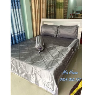Chăn Ga Gối Nệm Phi Lụa _  Xám Nhạt