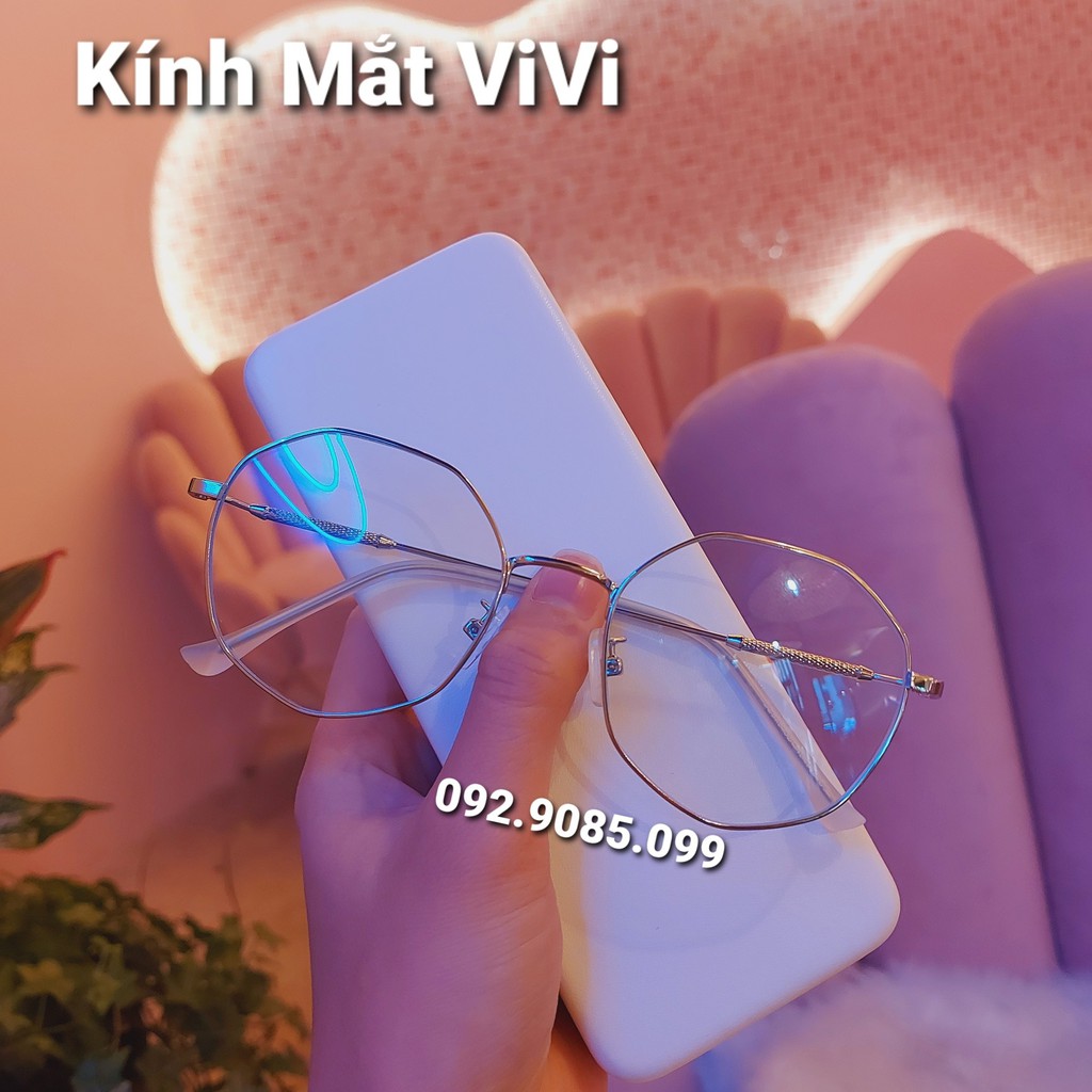 Gọng kính cận lục giác nam nữ hàn quốc V2979 Chất liệu kim loại, Nhận cắt cận viễn loạn Kính mắt ViVi