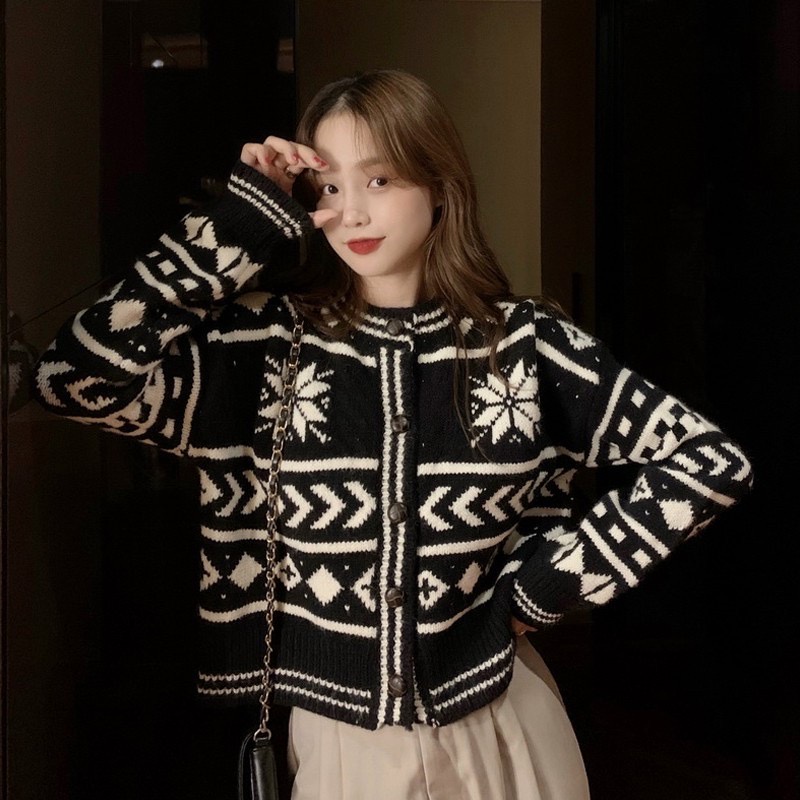 Áo Khoác cardigan cao cổ dày dặn dễ phối đồ phong cách Hàn Quốc freesize