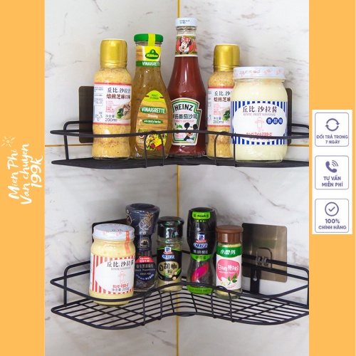 Kệ góc nhà tắm phun sơn tĩnh điện dán tường siêu dính trong nhà tắm, nhà bếp tiện dụng 88285