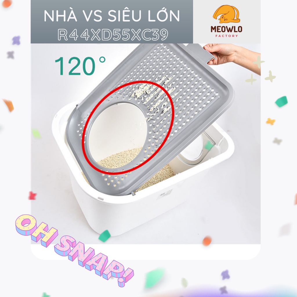 Nhà vệ sinh cho mèo siêu lớn chống văng 100% tặng kèm xẻng ray cát ️🥅️ Hỏa tốc HCM  khay vệ sinh cho mèo lớn