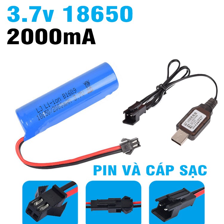 Pin sạc 18650 3.7v 2000mah dung lượng cao cho xe mô hình điều khiển cổng SM