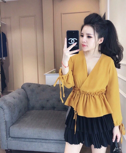Áo kiểu Ribbon Top MH chất lụa mềm mịn